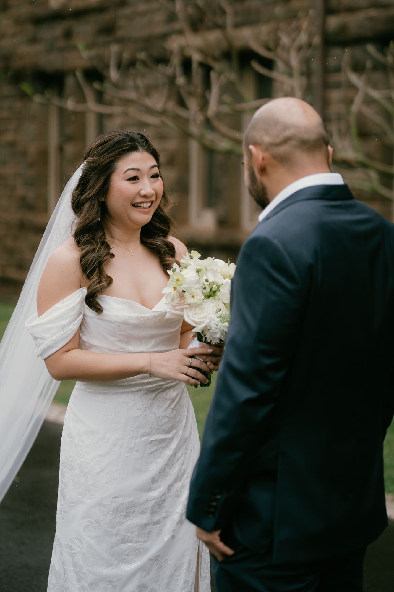 Couple sharing a first look before the ceremony