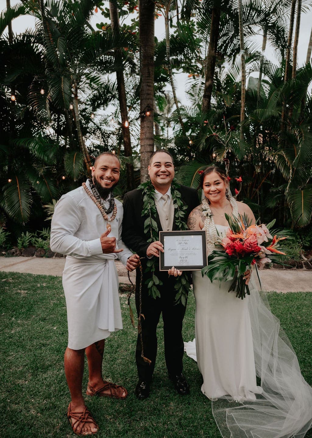 A ceremony moment at an Oahu wedding coordinated by Lucky In Love